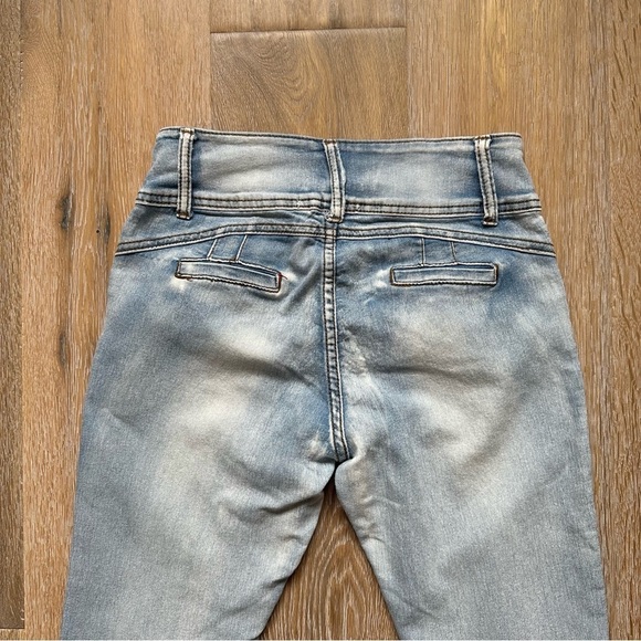 Revamped Denim Jeans High Waist Cropped Hem Skinny Straight - Size 11 - Picture 7 of 12